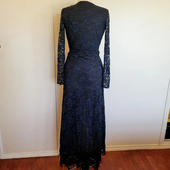 GANNI Flynn Lace V neck Wrap Ruffle and Lace Dress - Picture 16 of 16